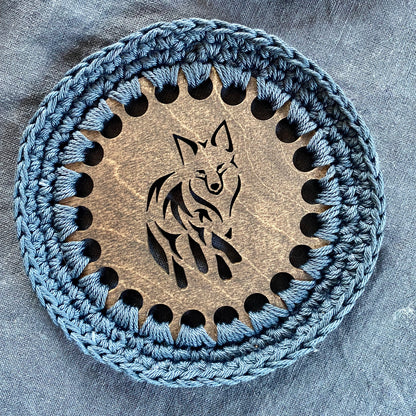 Coasters with Crochet Edge for Wolf Lovers