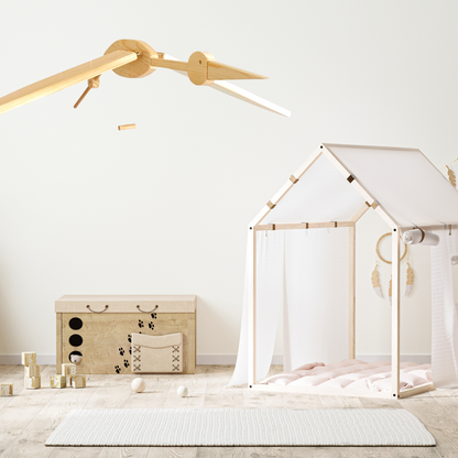 Natural Stork Wooden Mobile - Baby Shower Gift - Unisex Kids Room Decor