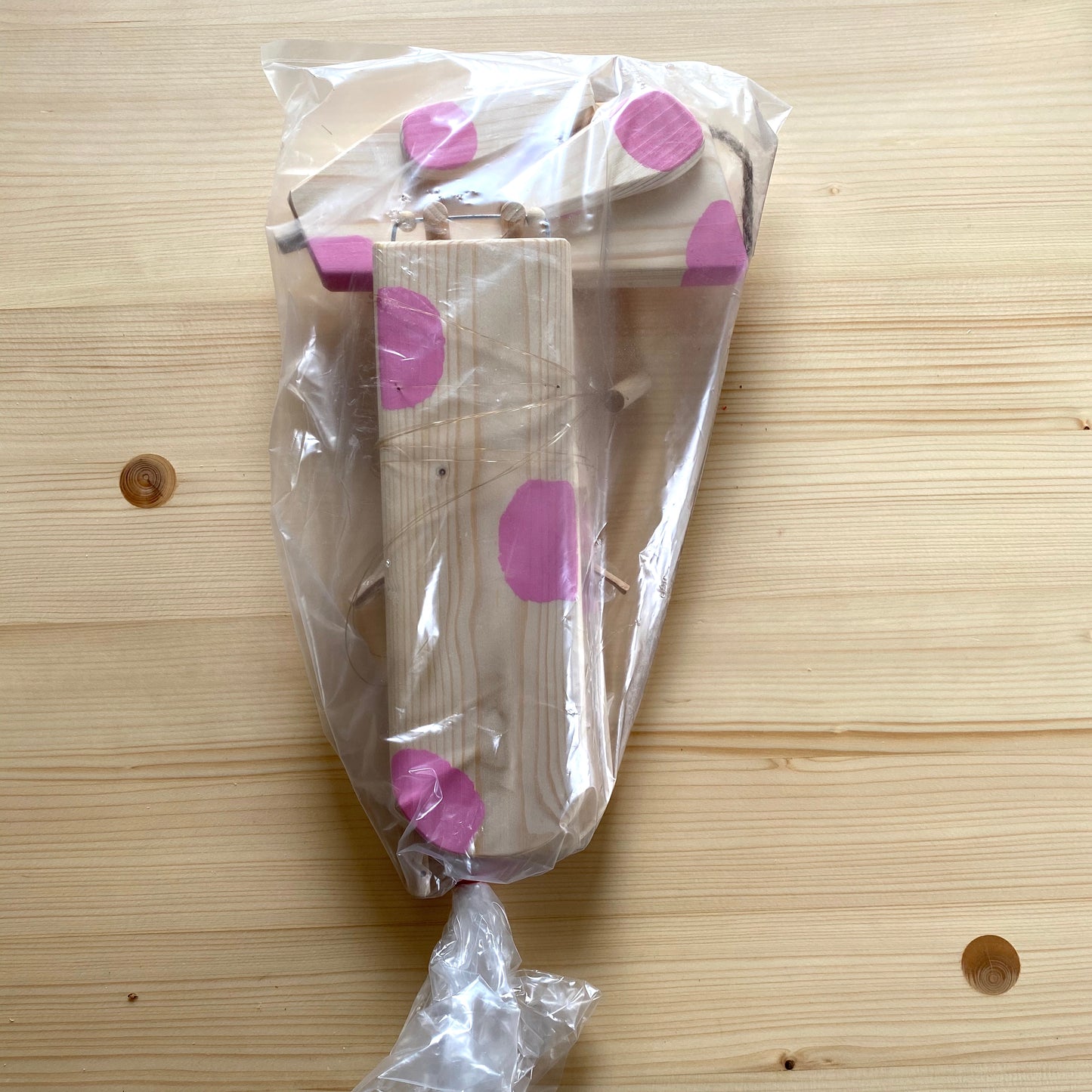 Wooden Flying Cow with Pink Spots - Animal Nursery Mobile