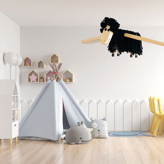 Flying Sheep Nursery Mobile - Black Lamb Kids Room Decor