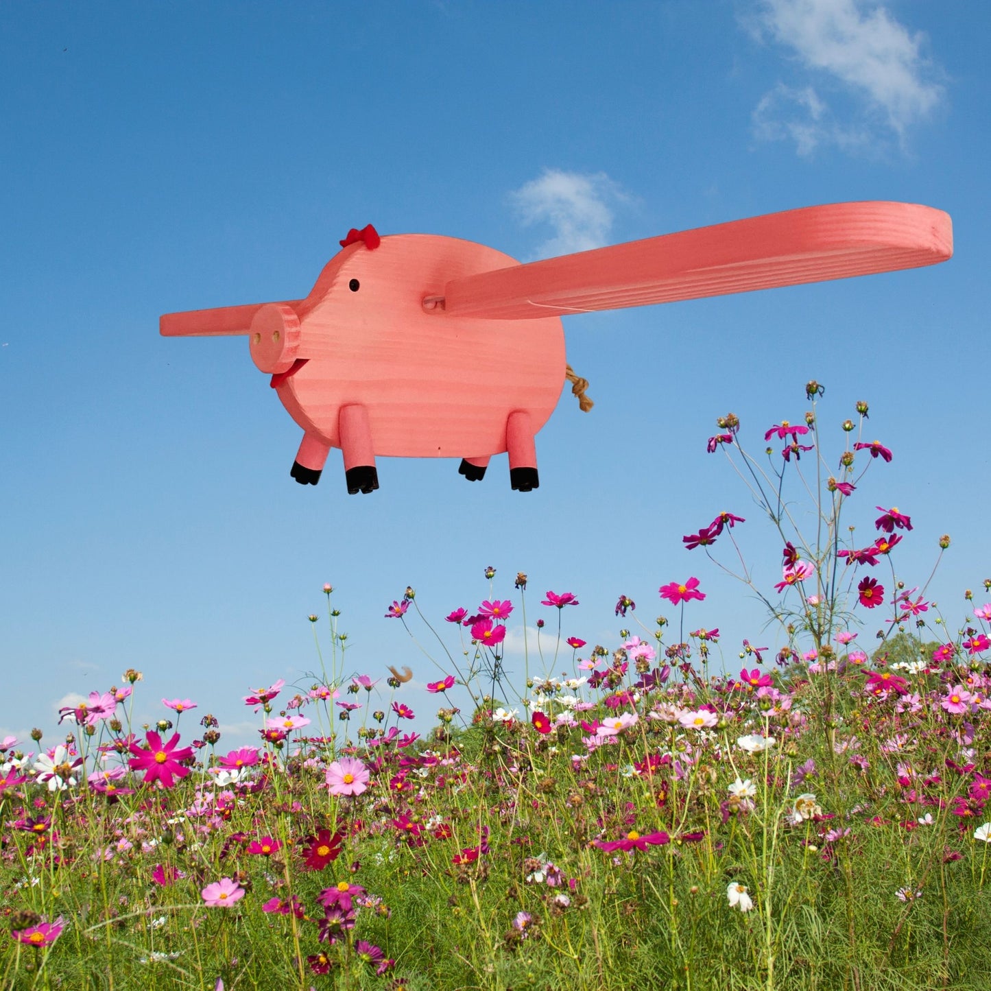 Flying Pink Pig Wooden Baby Mobile