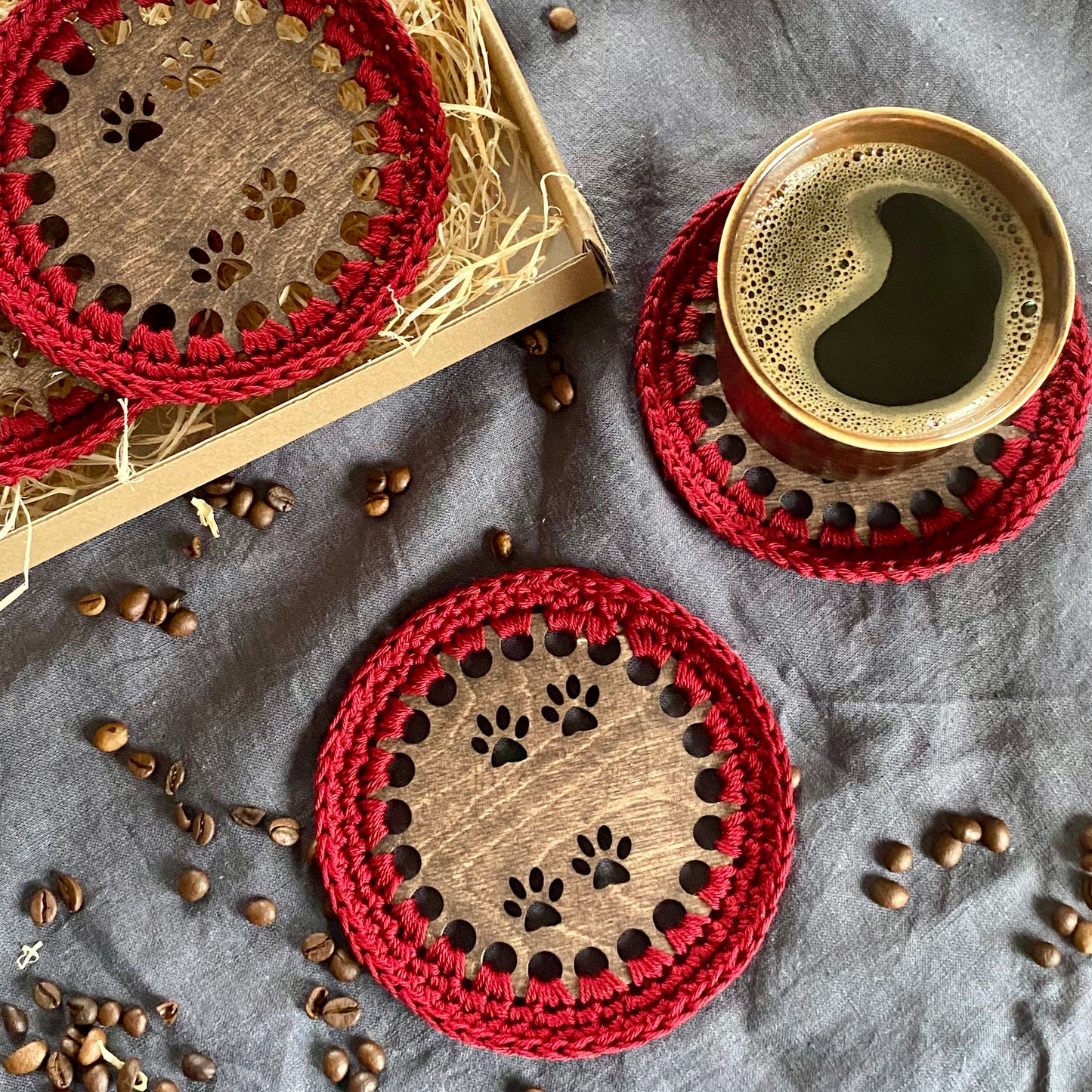 Coasters with Dog Paws