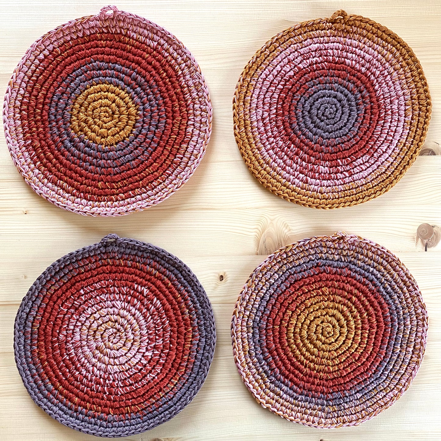 multicolored hotpads by Monika Mrozkova