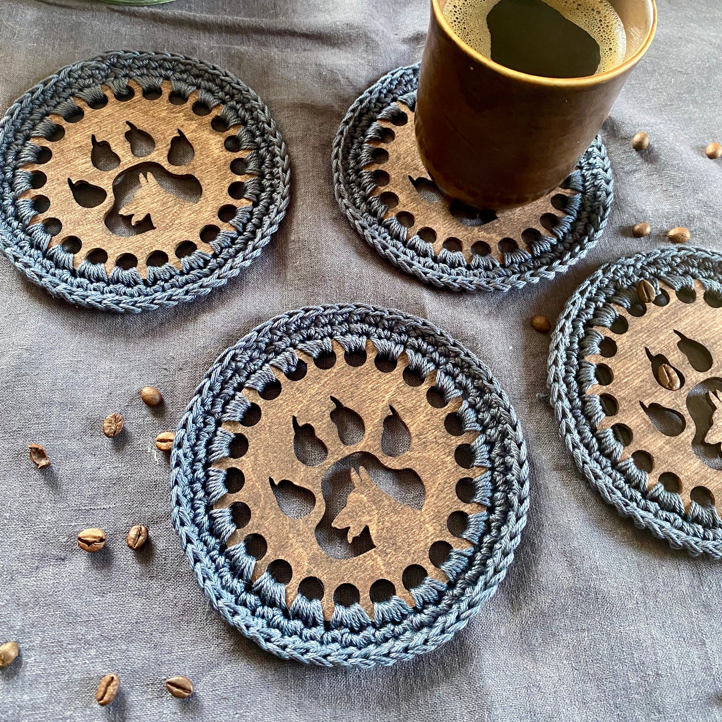 Coasters with Crochet Edge for Dog Lovers II