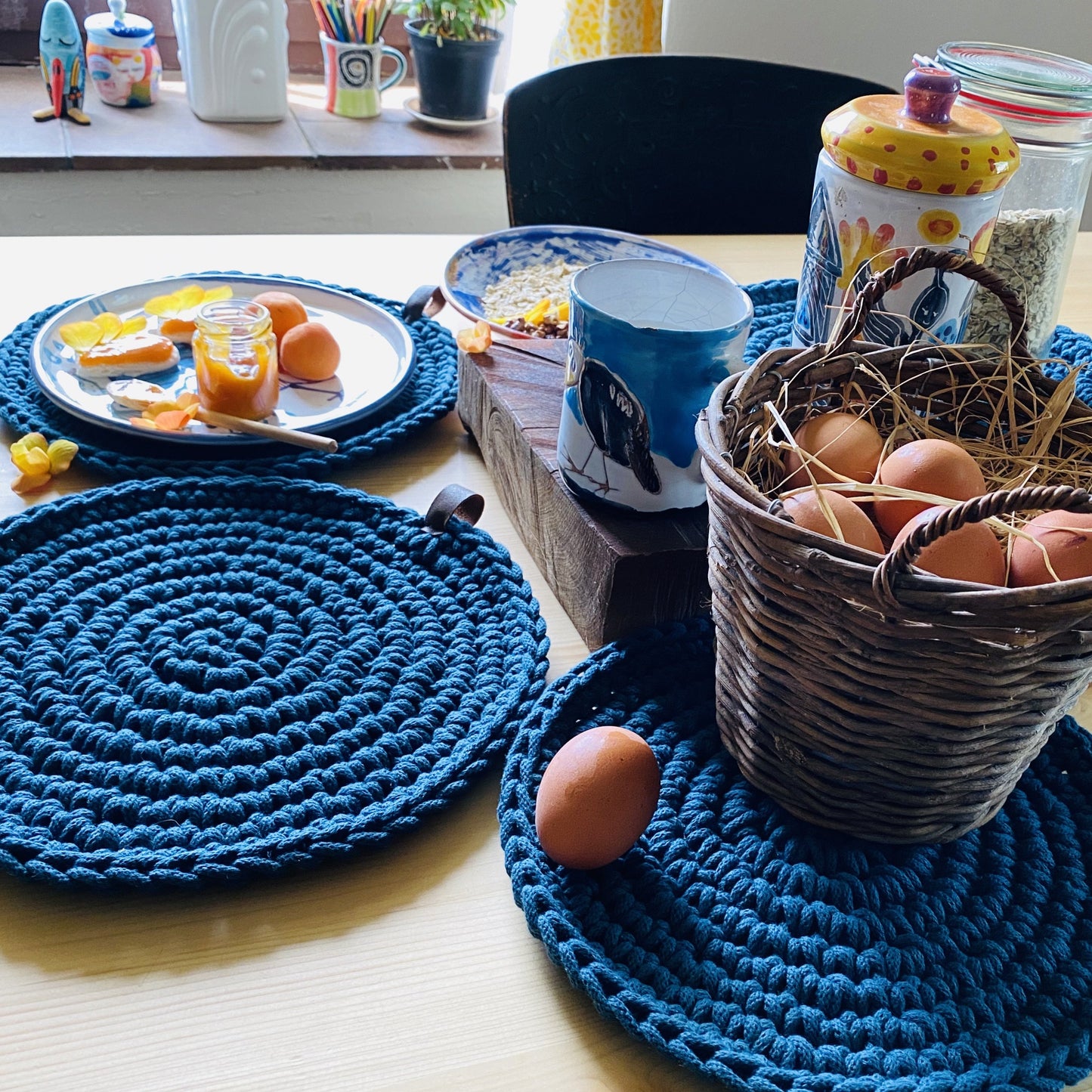 turquoise cotton place mats
