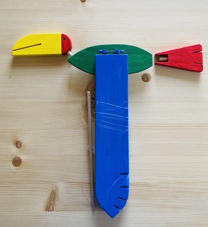 flying bird from wood