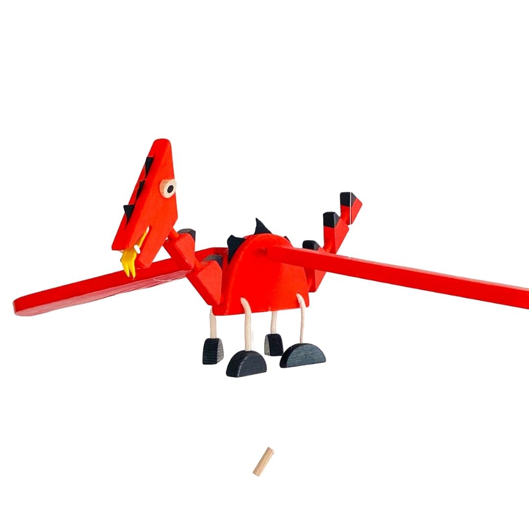 wooden toy red dragon
