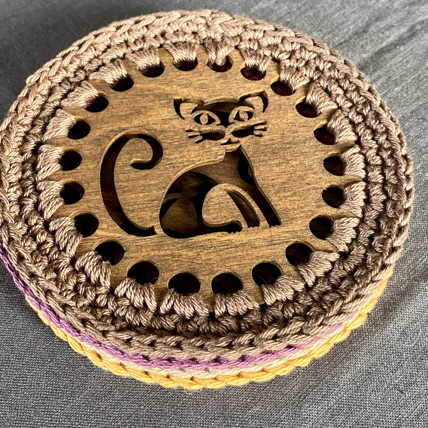 Cat Coasters with Crochet Edge
