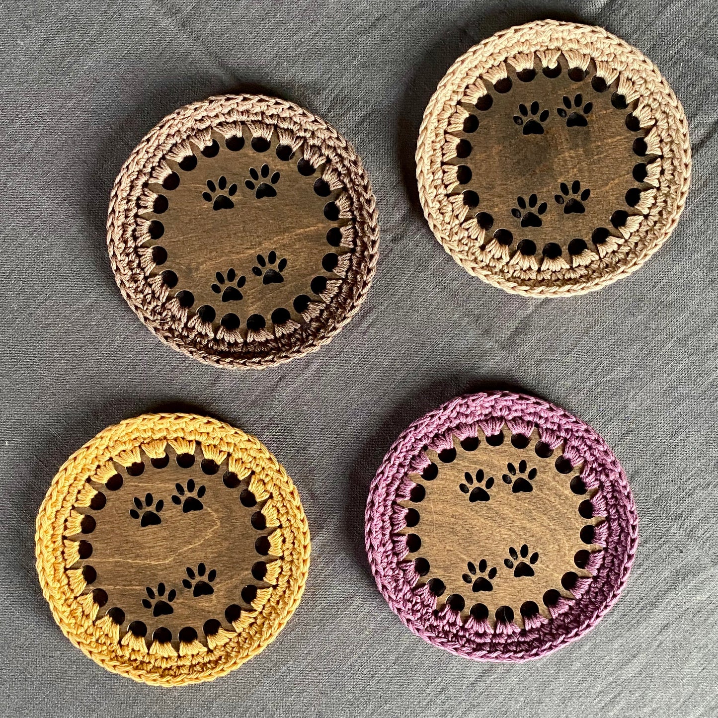 Coasters with Crochet Edge for Dog Lovers