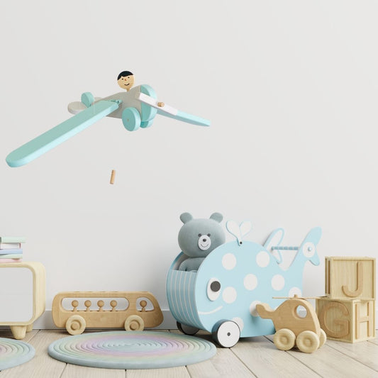 wooden airplane kids bedroom decor