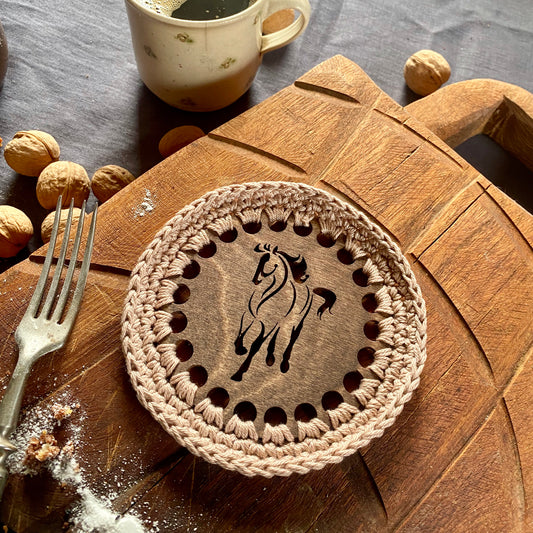 Horse Coasters with Crochet Edge