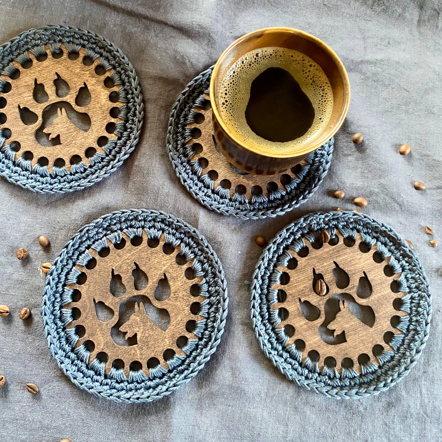 Coasters with Crochet Edge for Dog Lovers II