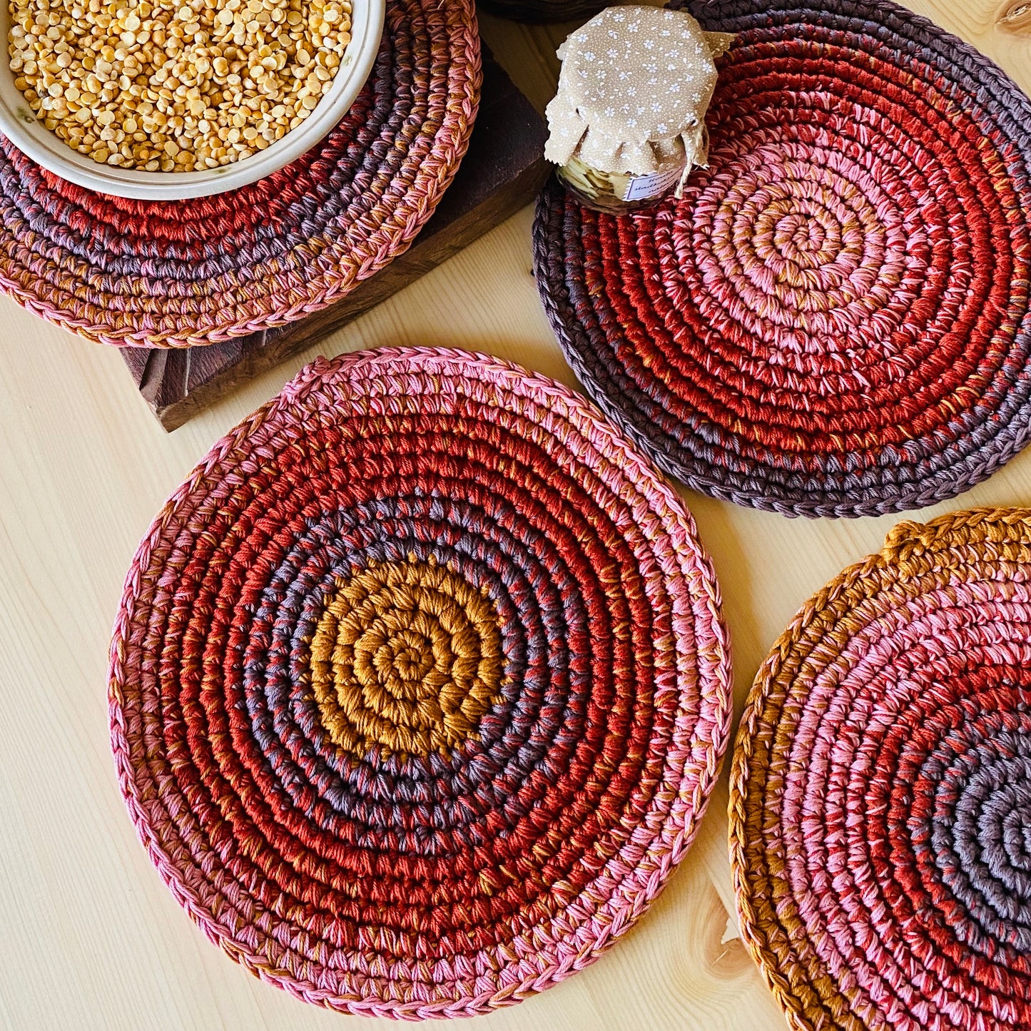 handcrafted multicolored placemats