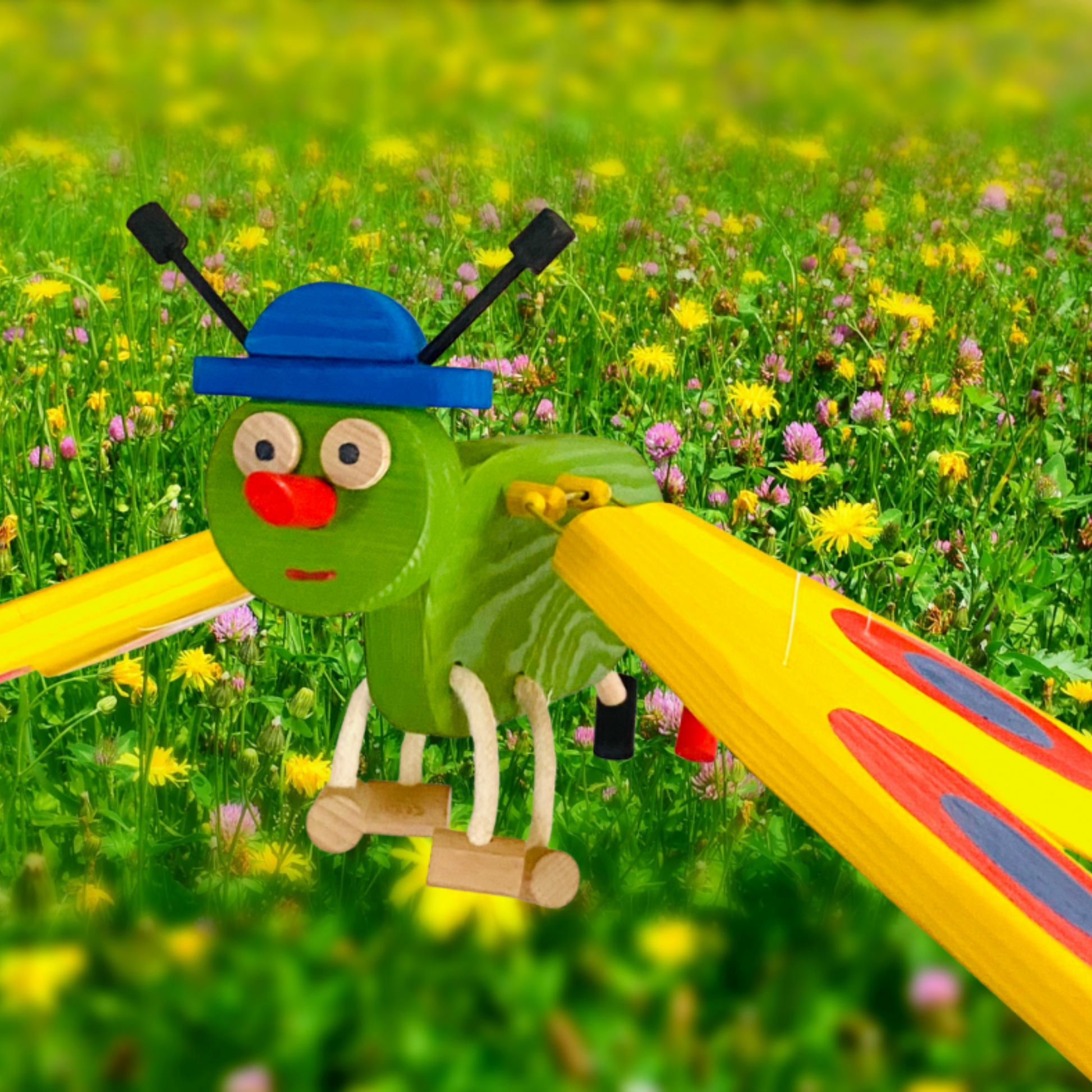 Yellow Butterfly Flying Wooden Mobile