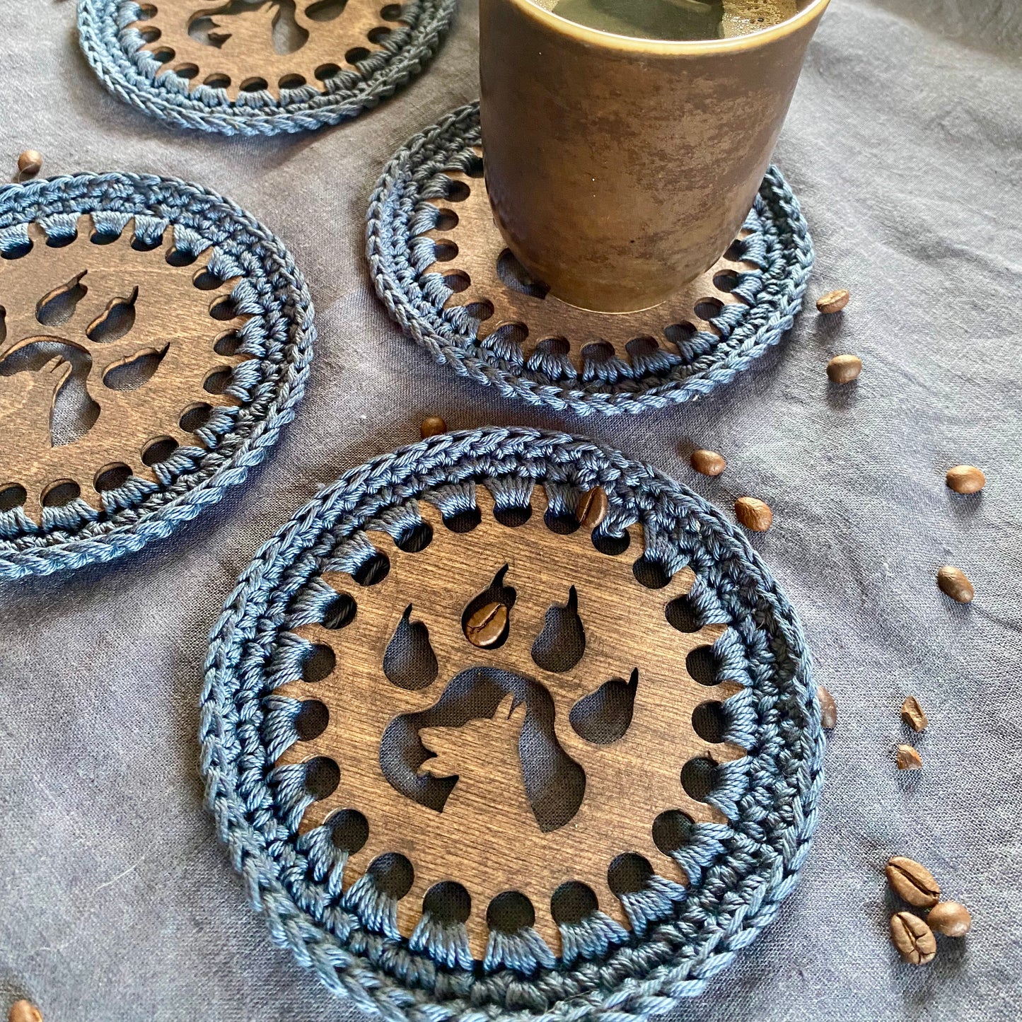 Coasters with Crochet Edge for Dog Lovers II