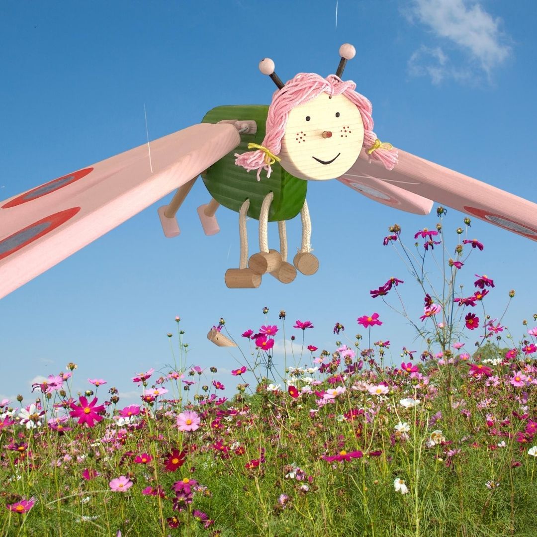 Pink Butterfly Flying Wooden Mobile
