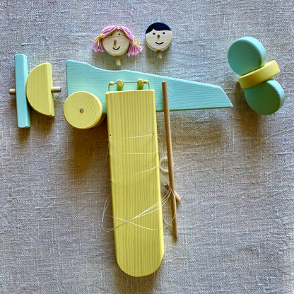Wooden Airplane Nursery Mobile - Yellow and Turquoise Plane