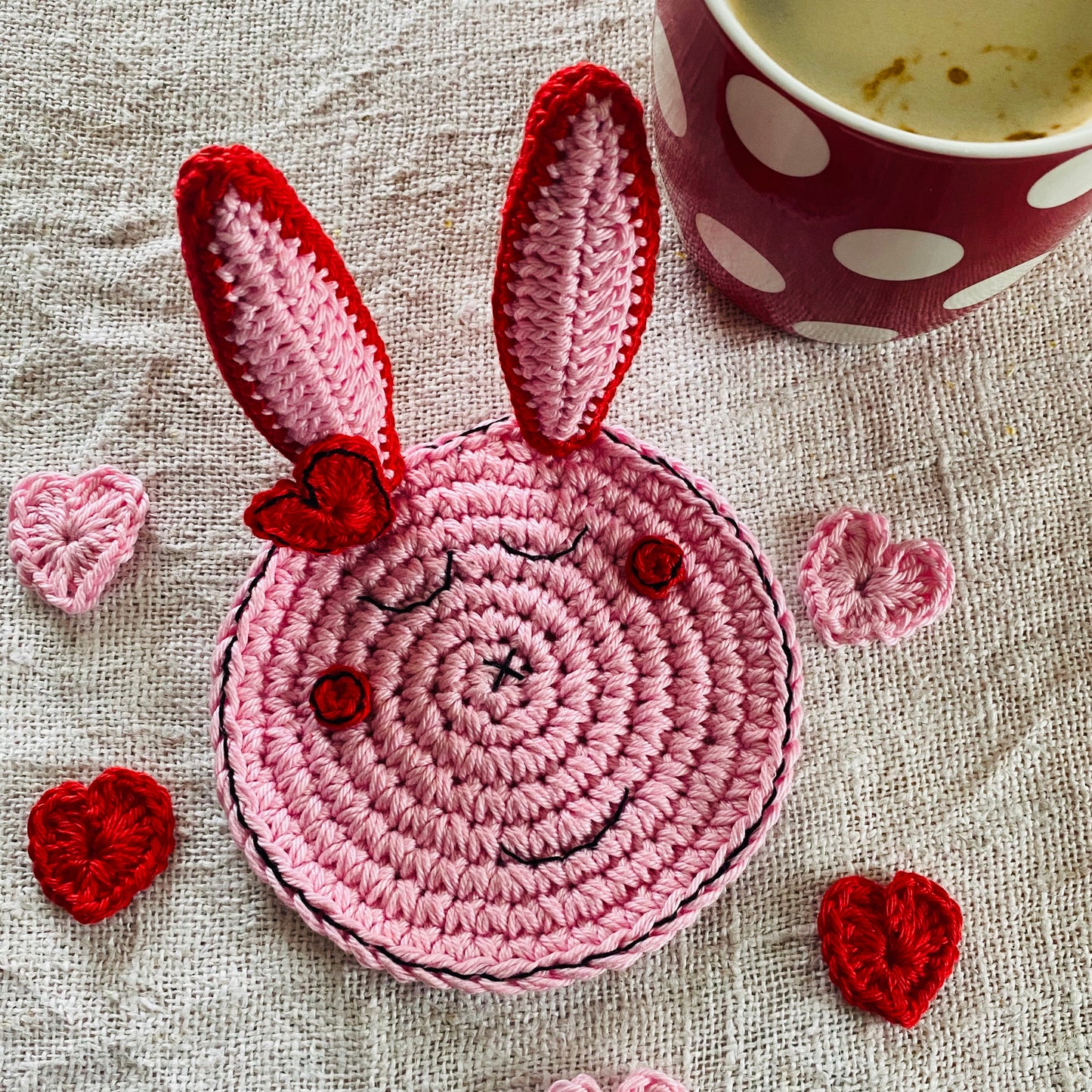 crochet coaster rabbit