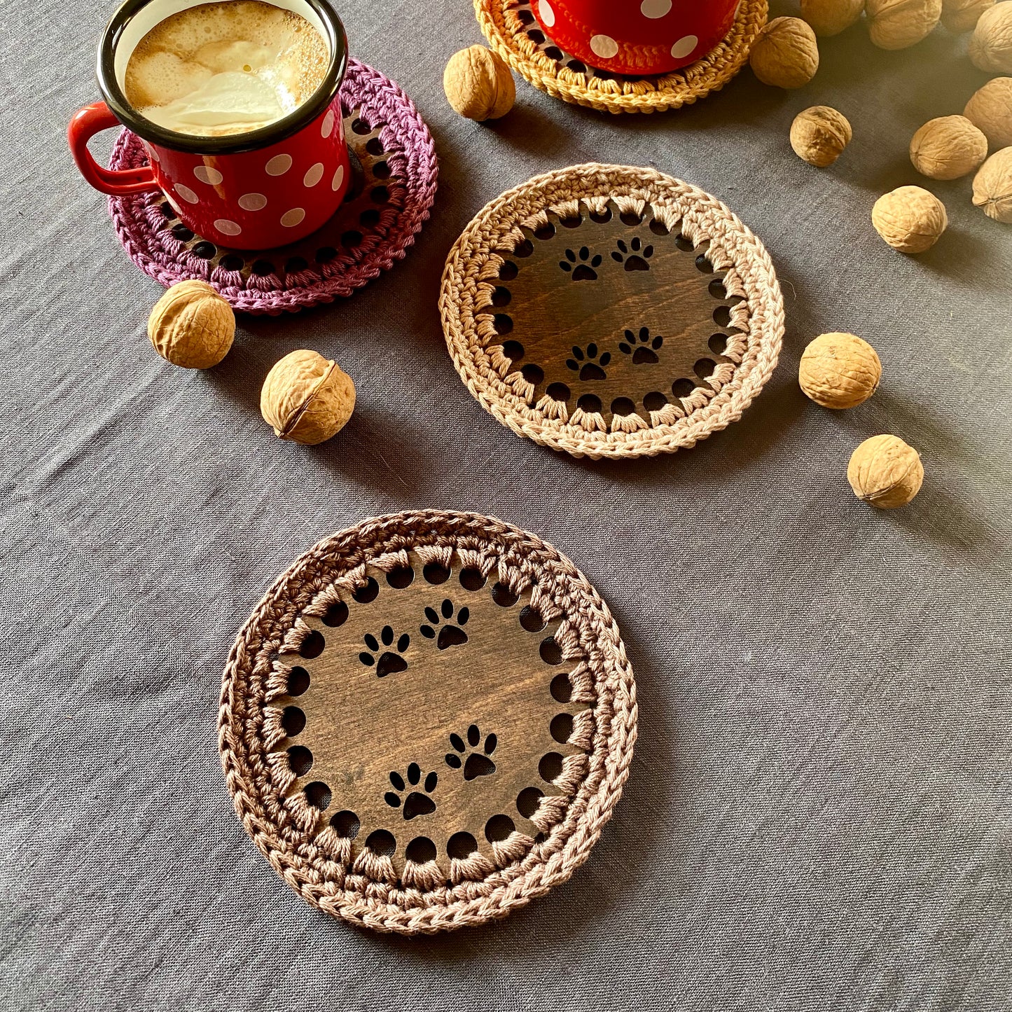 Coasters with Crochet Edge for Dog Lovers