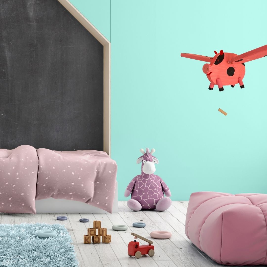 Pink Pig with Black Spots Wooden Nursery Mobil