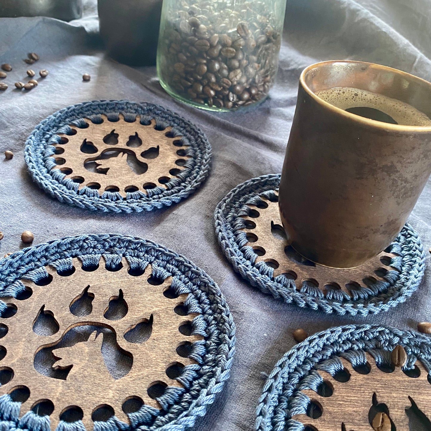 Coasters with Crochet Edge for Dog Lovers II