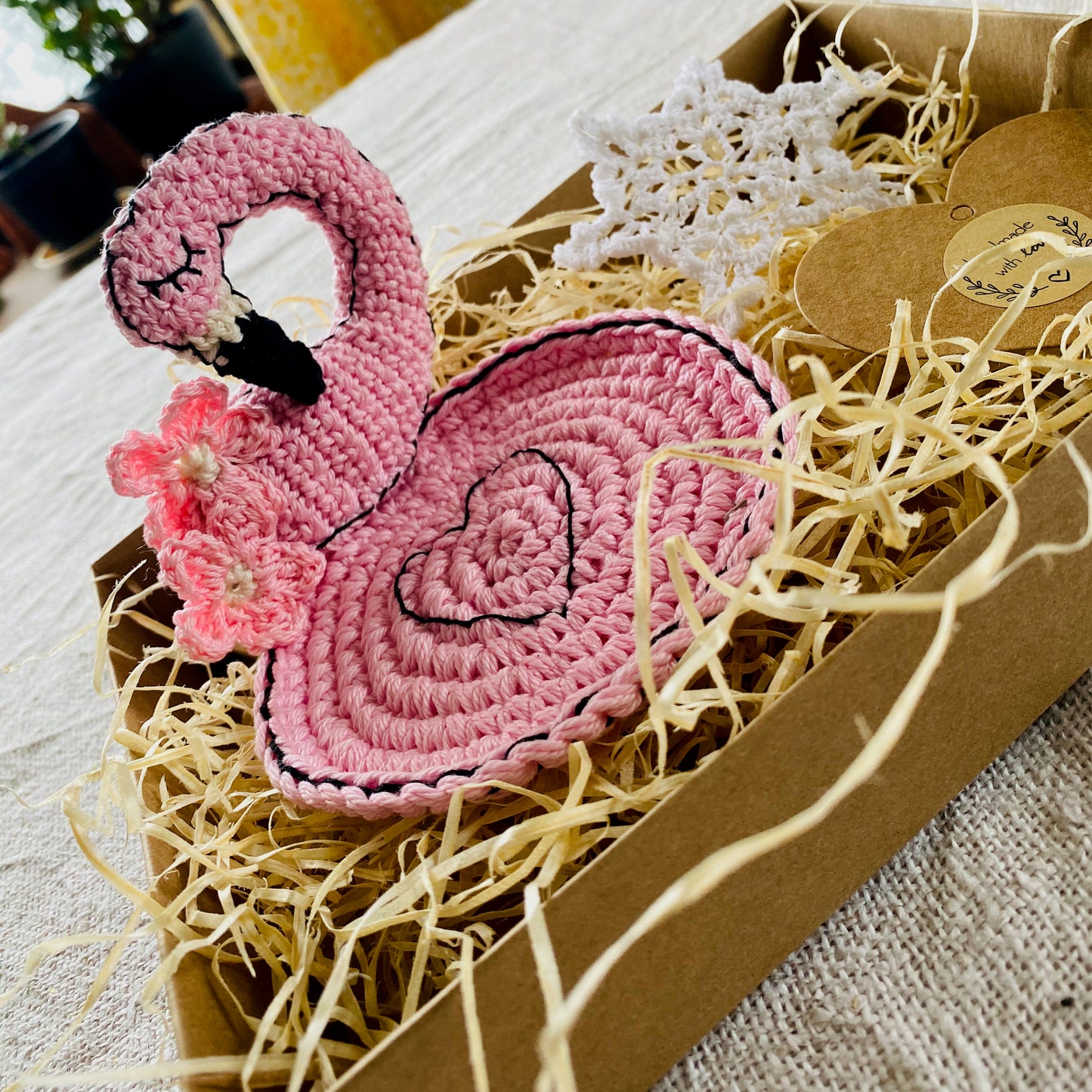 handmade pink flamingo